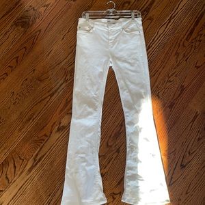 Zara Bootleg Mid Rise White Jeans